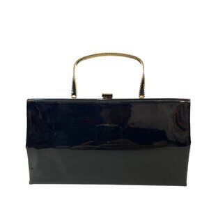 Andè Women's Simple Black With Gold Tone Accents Evening Clutch Sz S